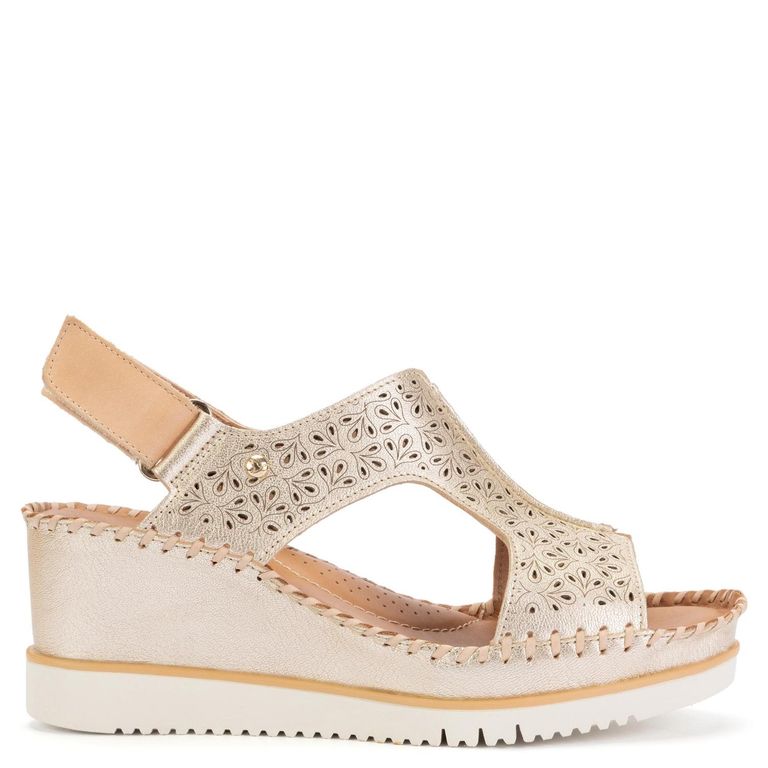 Sandalia Mujer Beige Cuero