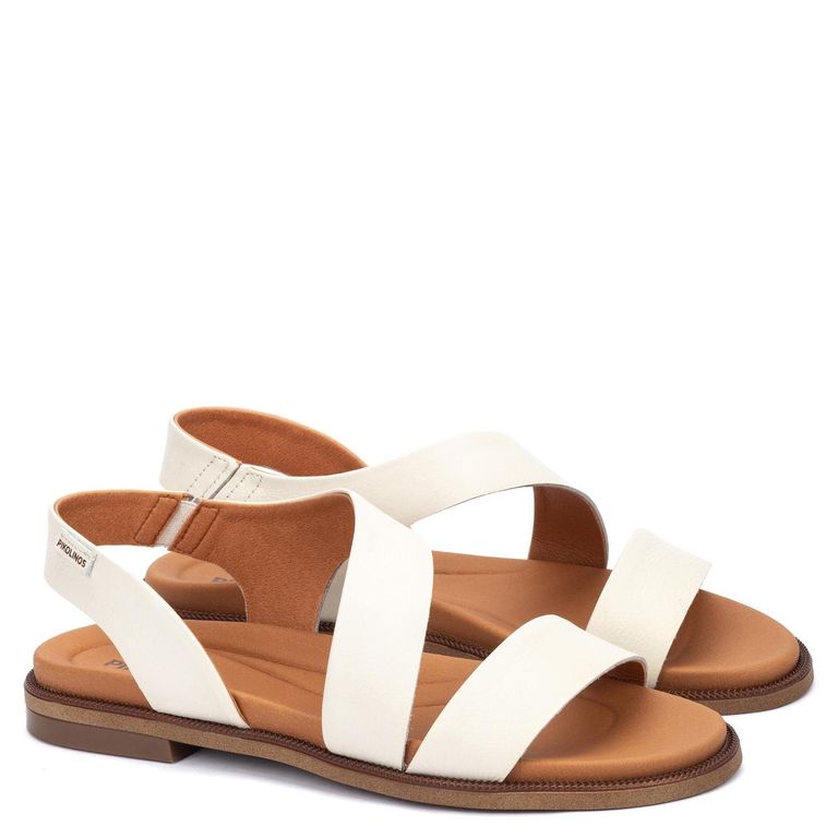 Sandalia Mujer Beige Cuero