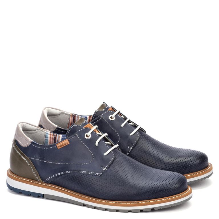 Zapato Casual Hombre Azul Cuero