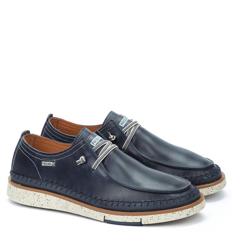 Zapato Casual Hombre Azul Cuero