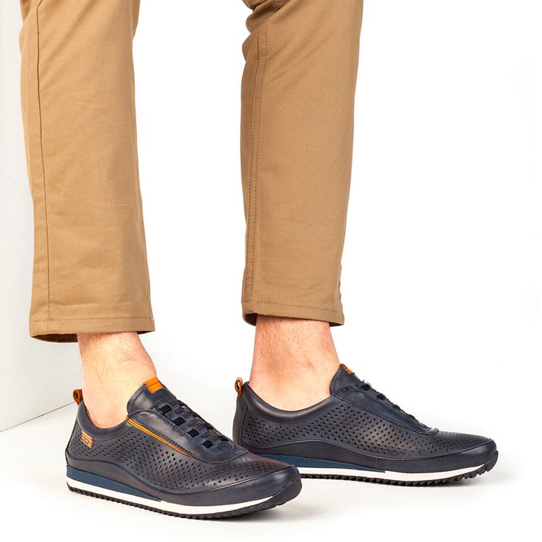 Zapatilla Urbana Hombre Azul Cuero