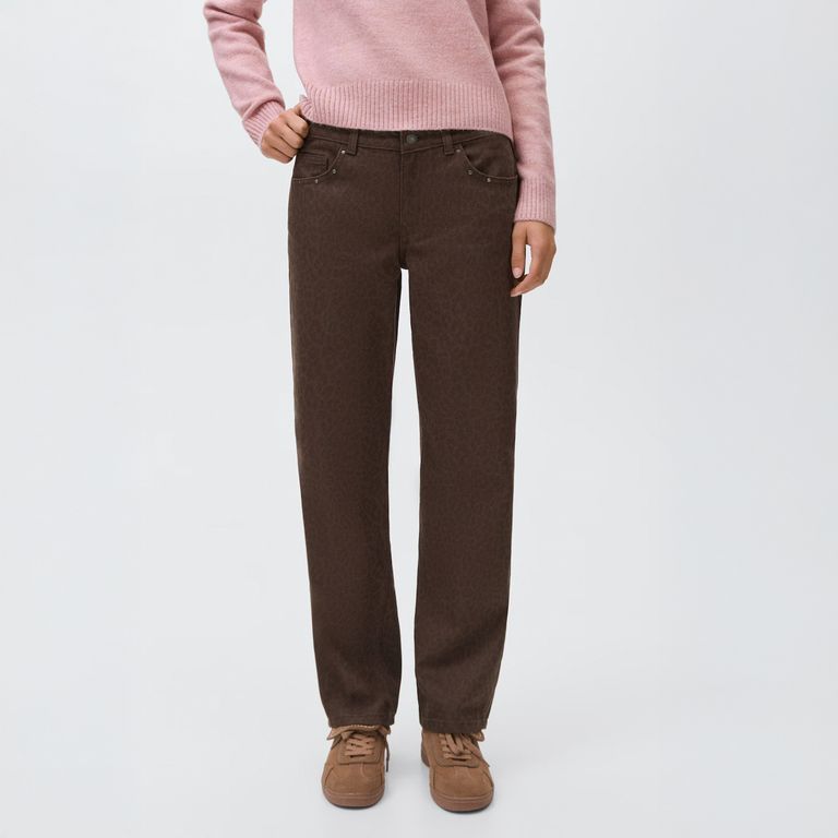 MANGO TEEN Jeans Wide Leg Leopardo Mujer