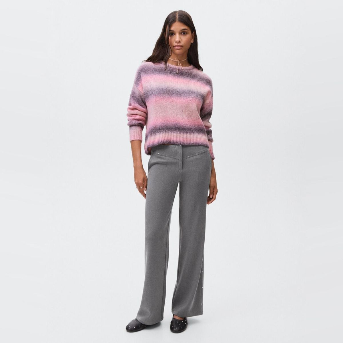MANGO TEEN - Pantalón Low Waist Tachas Mujer Mango Teen
