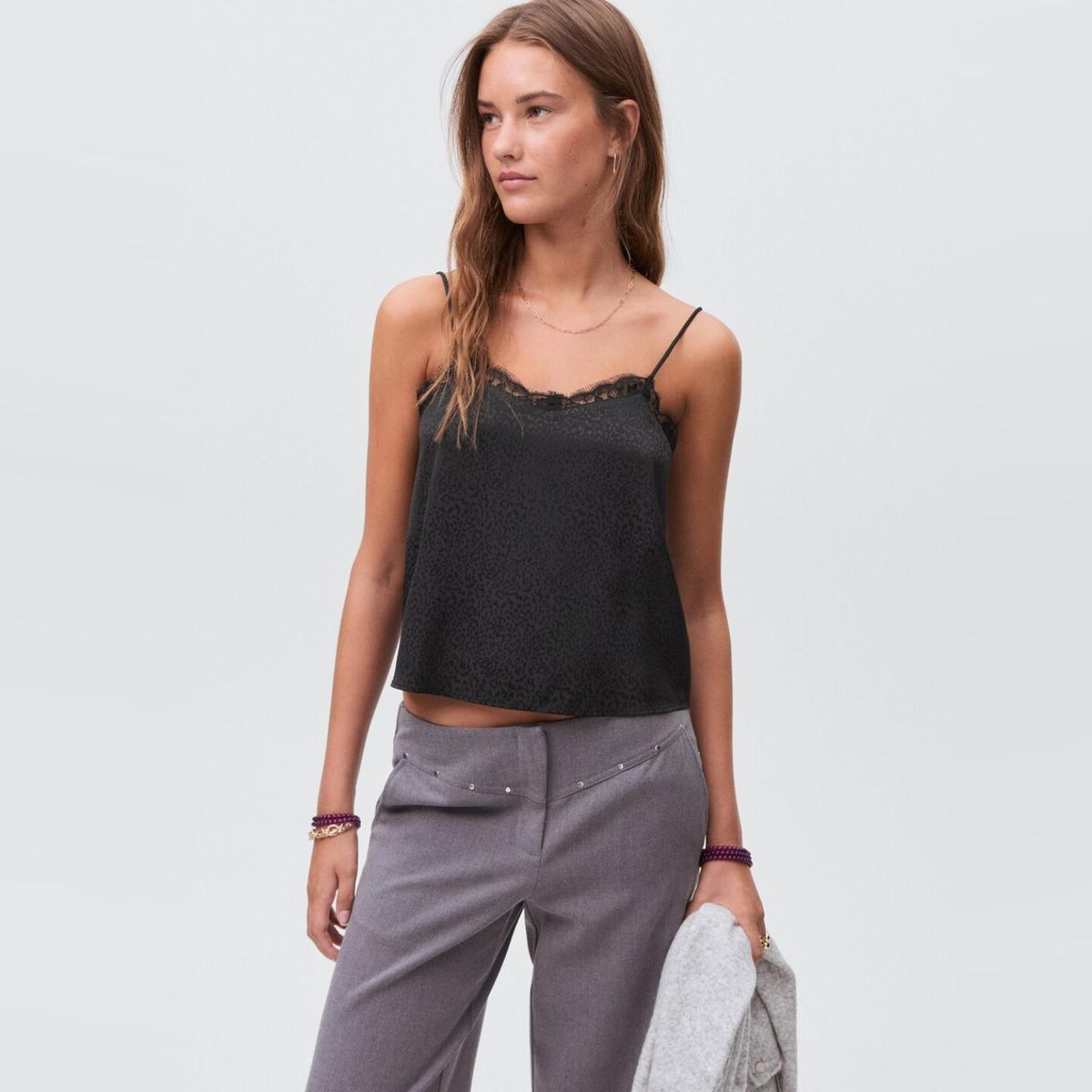 MANGO TEEN - Blusa Lencero Leopardo Mujer Mango Teen