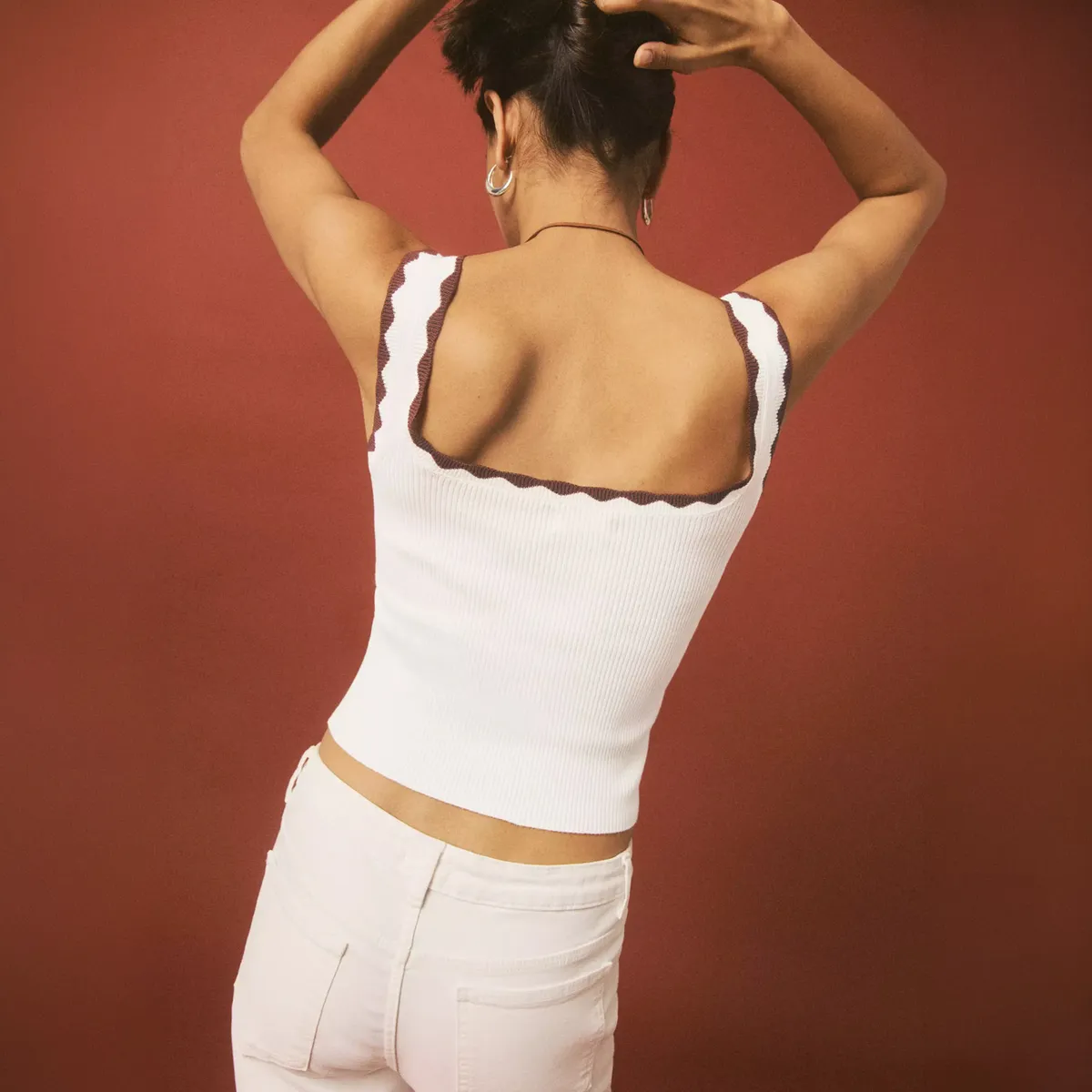 MANGO TEEN - Top Punto Ribetes En Contraste Mujer Mango Teen
