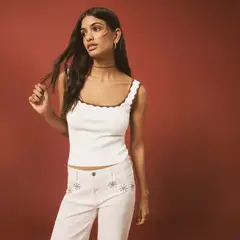 MANGO TEEN - Top Punto Ribetes En Contraste Mujer