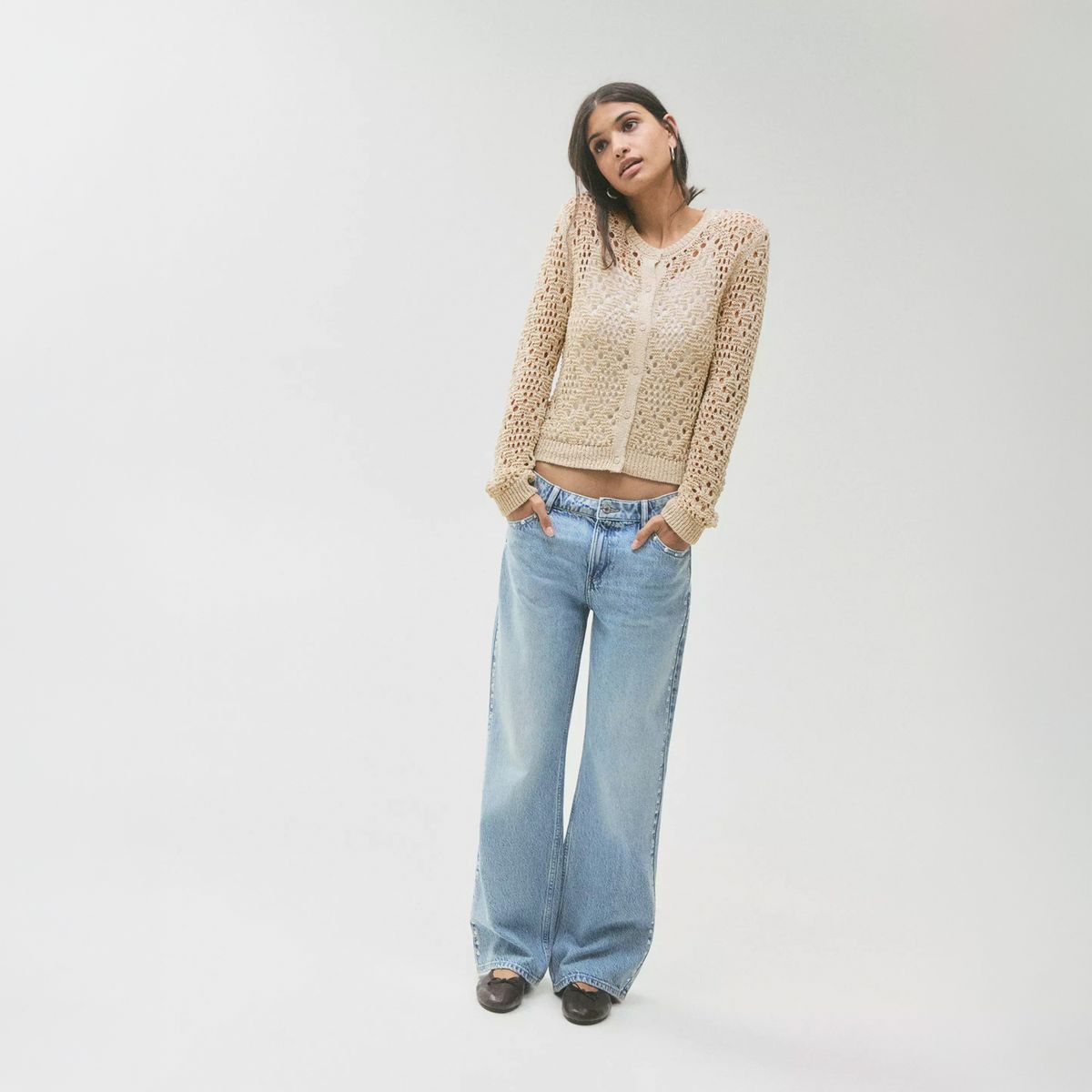 MANGO TEEN - Cardigan Punto Calado Mujer Mango Teen