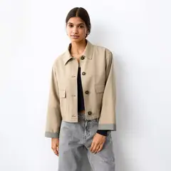 MANGO TEEN - Trench Crop Clásico Mujer