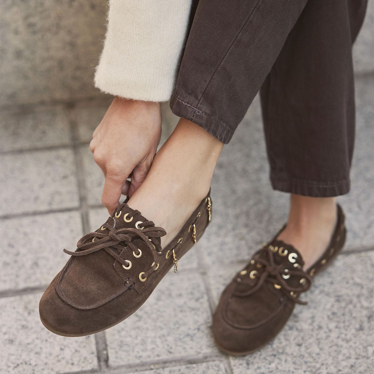 CUCHY - Mocasín Mujer Cuero Chocolate Cuchy