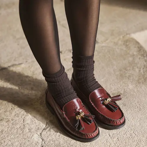 CUCHY - Mocasín Mujer Cuero Rojo