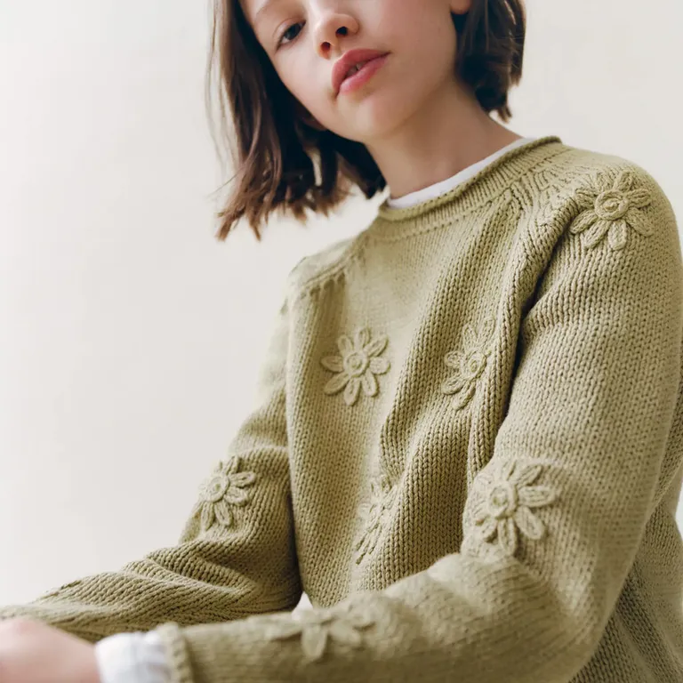 Sweater Punto Flores Niña