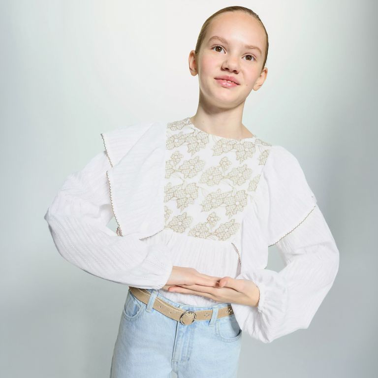 Blusa Algodón Bordado Floral Niña