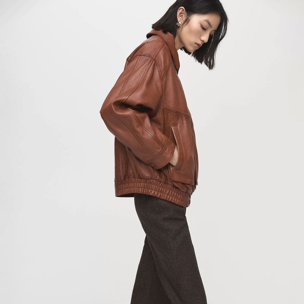 MANGO - Chaqueta Piel Oversize Mujer Mango
