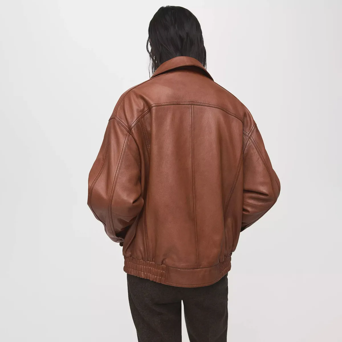 MANGO - Chaqueta Piel Oversize Mujer Mango