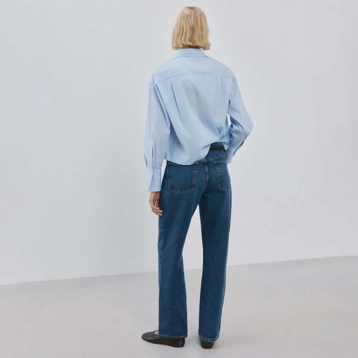 MANGO - Camisa Crop Rayas Strass Mujer Mango