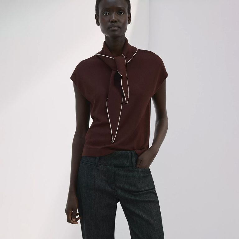 Polera Punto Detalle Pañuelo Mujer