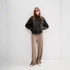 MANGO - Pantalón Satinado Rayas Mujer