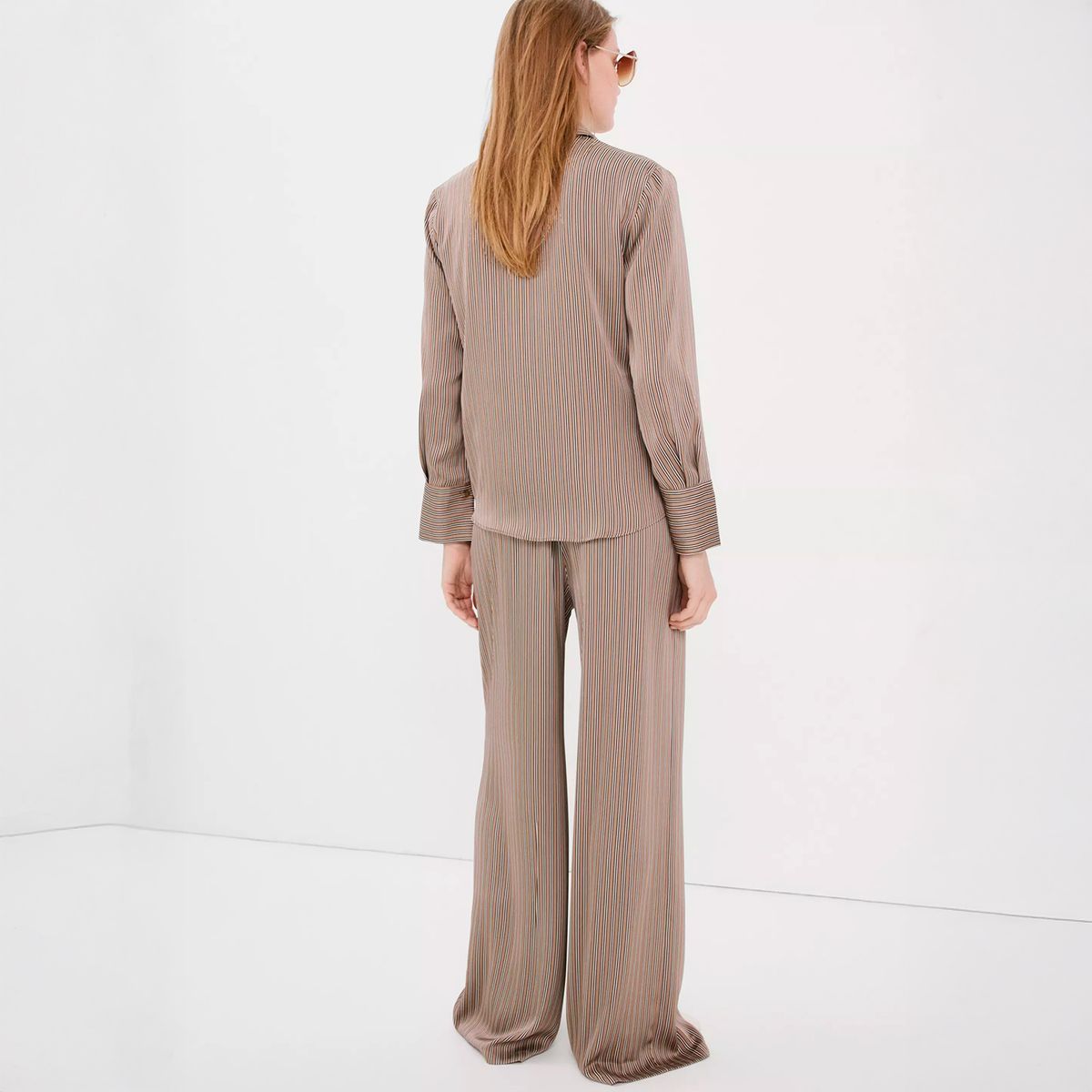MANGO - Pantalón Satinado Rayas Mujer Mango