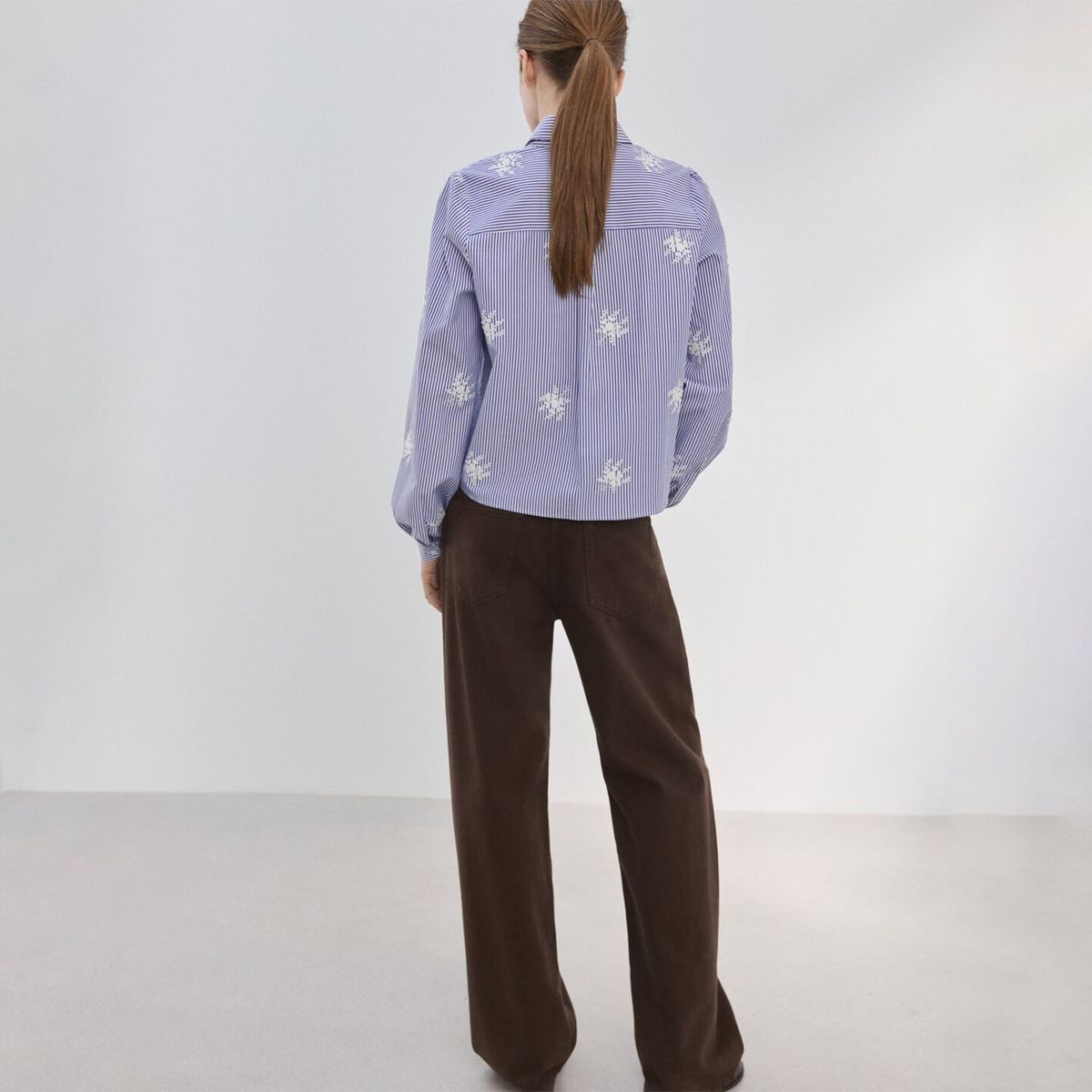 MANGO - Camisa Rayas Bordada Mujer Mango