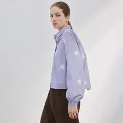 MANGO - Camisa Rayas Bordada Mujer