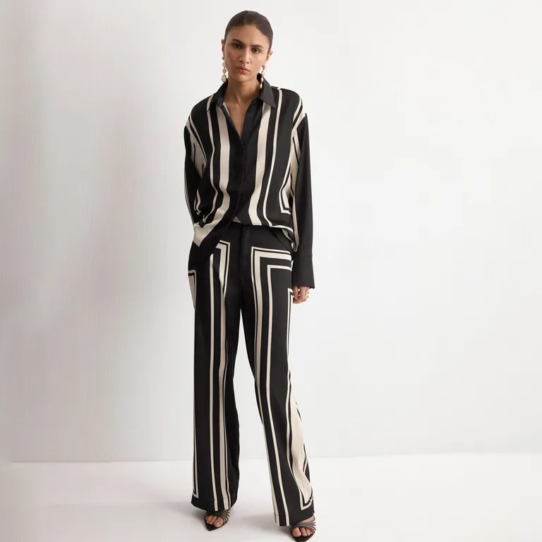 Pantalón Satinado Estampado Mujer