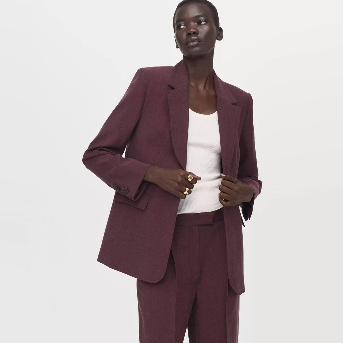 MANGO - Blazer Traje Lyocell Mujer Mango