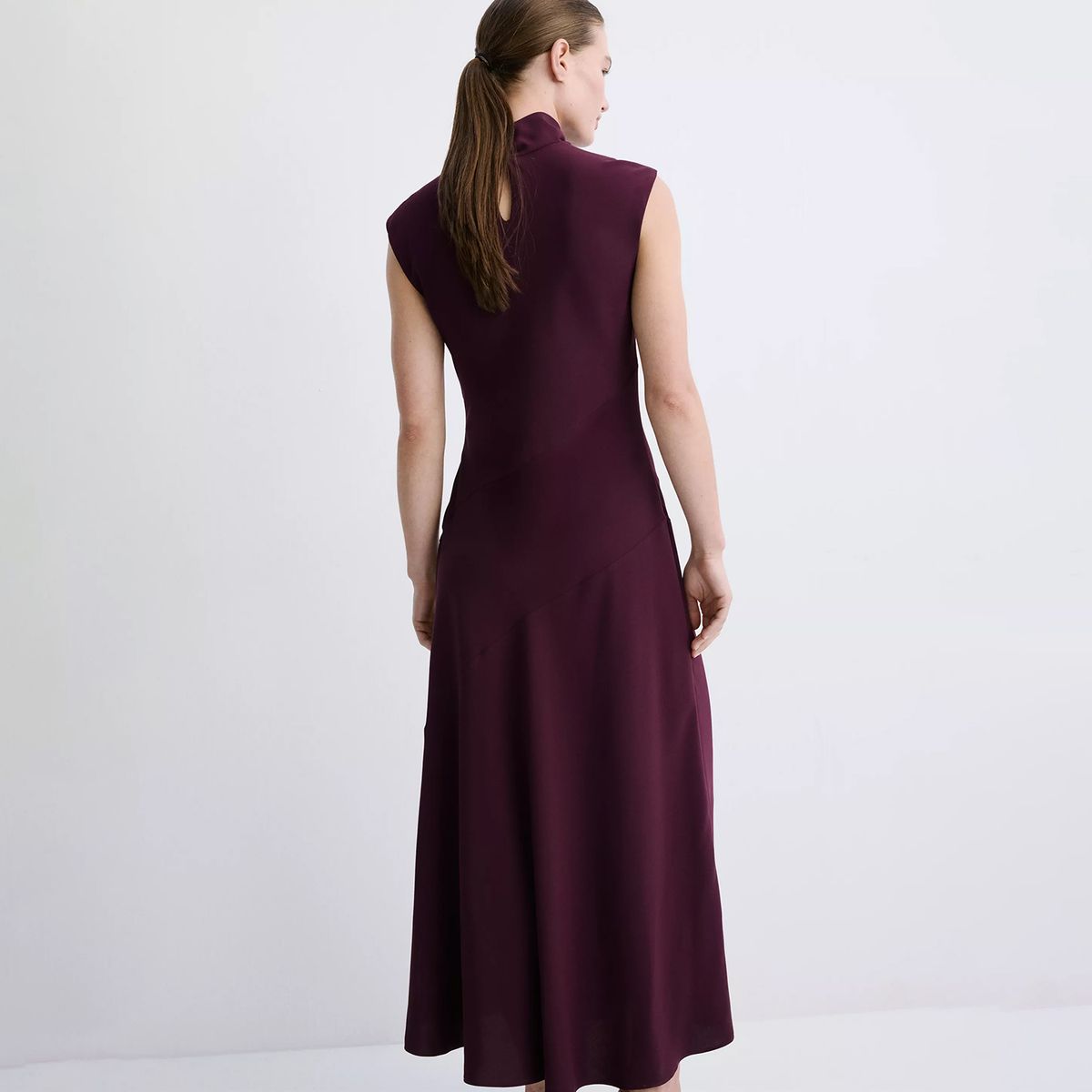 MANGO - Vestido Largo Cuello Drapeado Mujer Mango