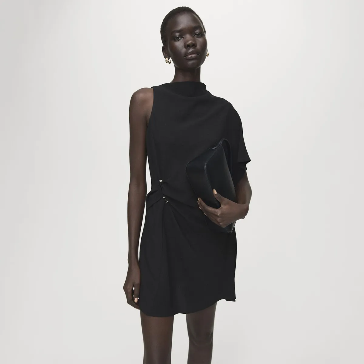 MANGO - Vestido Corto Manga Asimétrica Mujer Mango