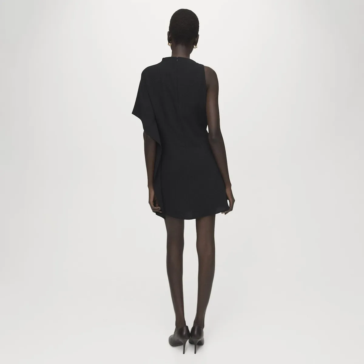 MANGO - Vestido Corto Manga Asimétrica Mujer Mango