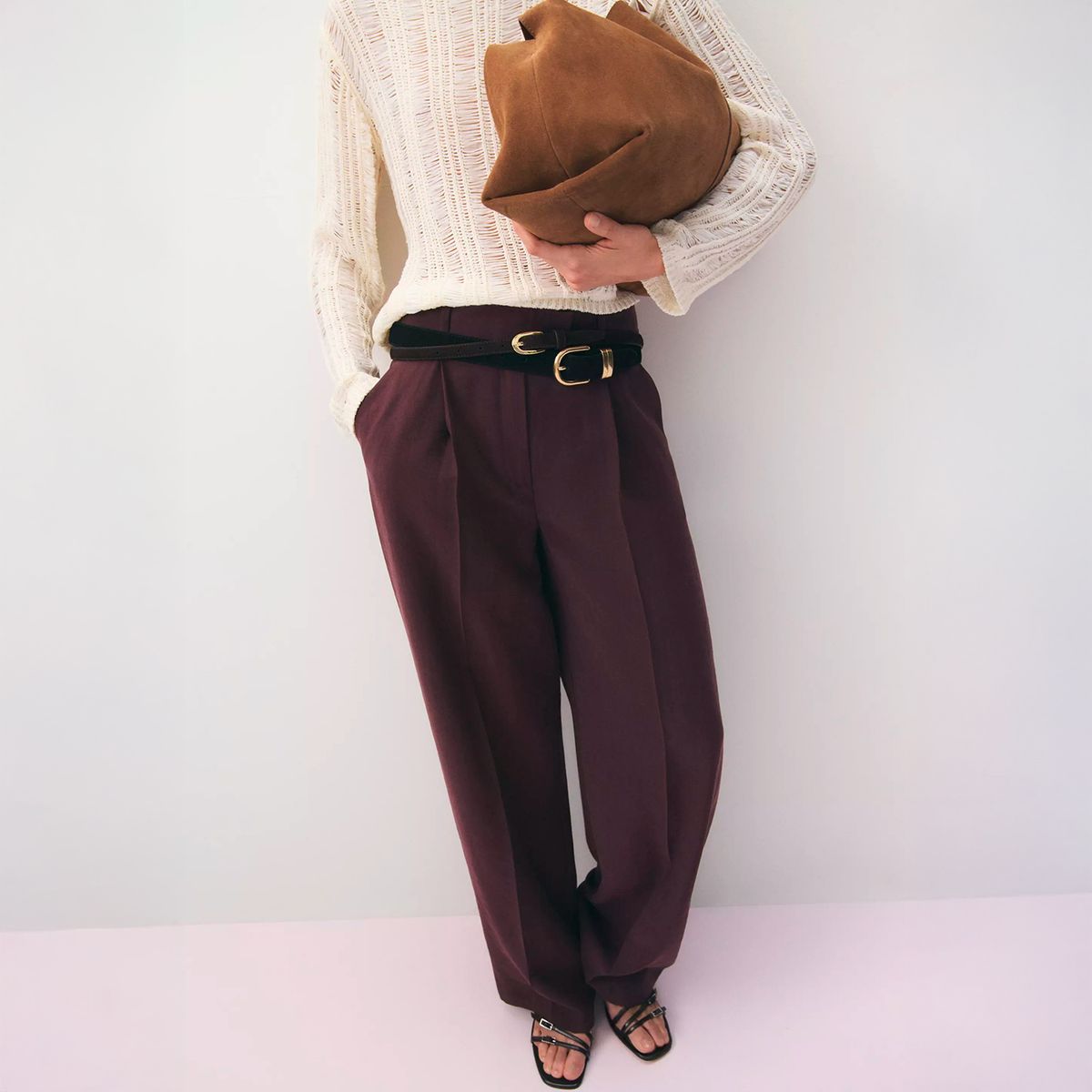 MANGO - Pantalón Lyocell Tiro Bajo Mujer Mango