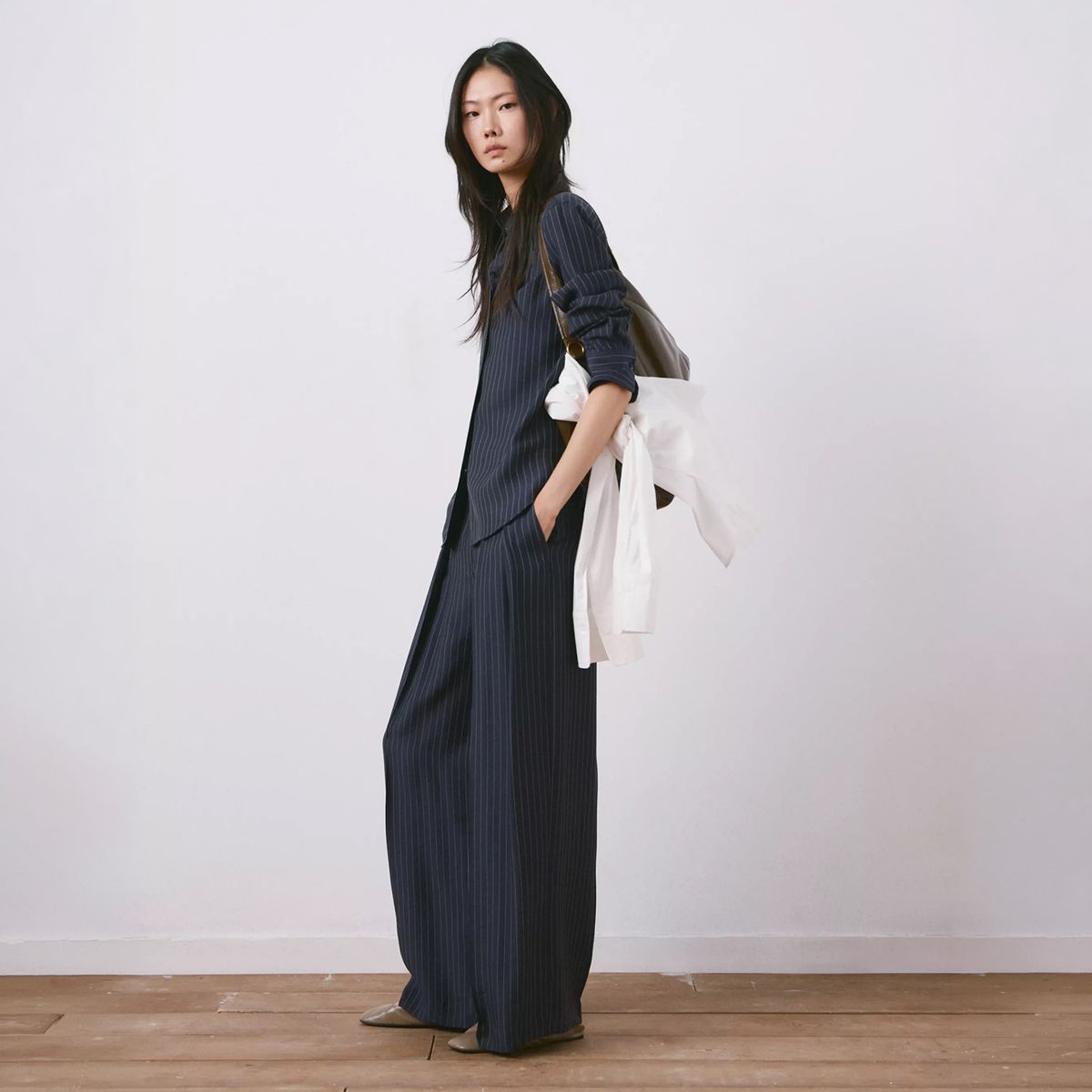 MANGO - Pantalón Wide Leg Raya Diplomática Mujer Mango