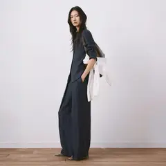 MANGO - Pantalón Wide Leg Raya Diplomática Mujer