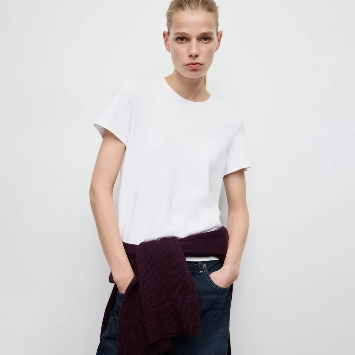 MANGO - Polera Algodón Manga Corta Mujer Mango