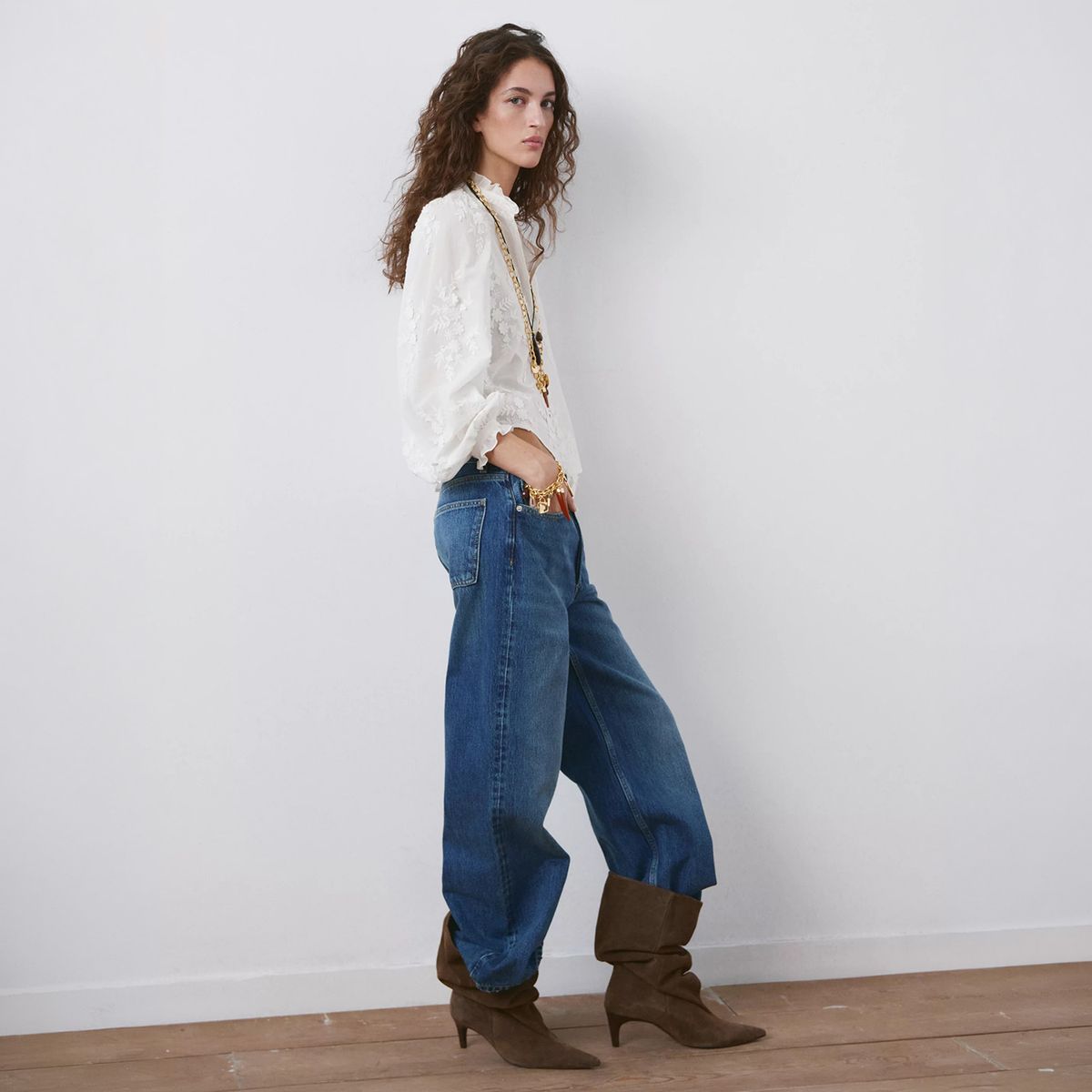 MANGO - Blusa Bordado Floral Mujer Mango