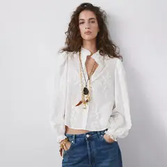 MANGO - Blusa Bordado Floral Mujer