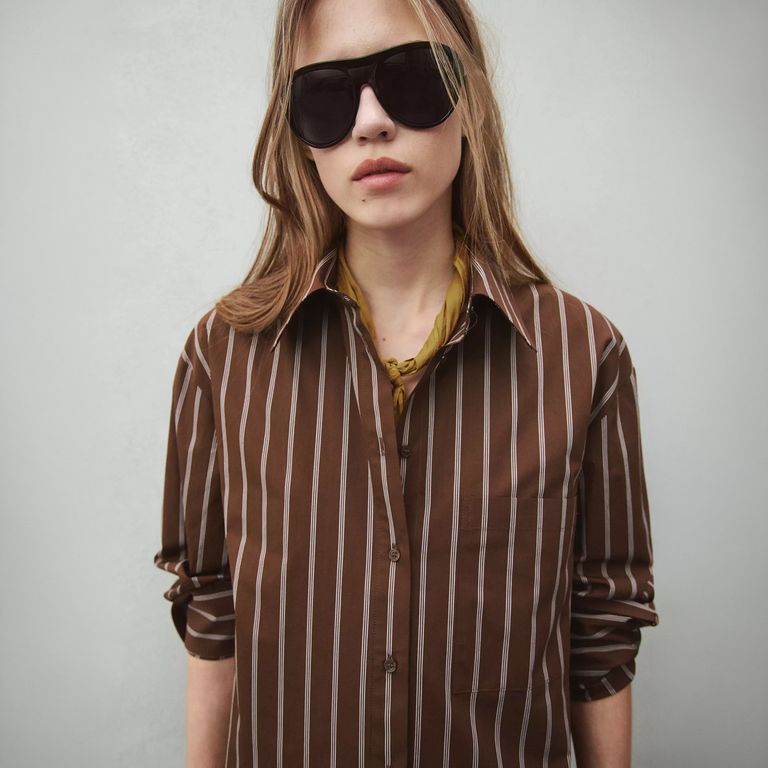 Camisa Rayas Bolsillo Mujer