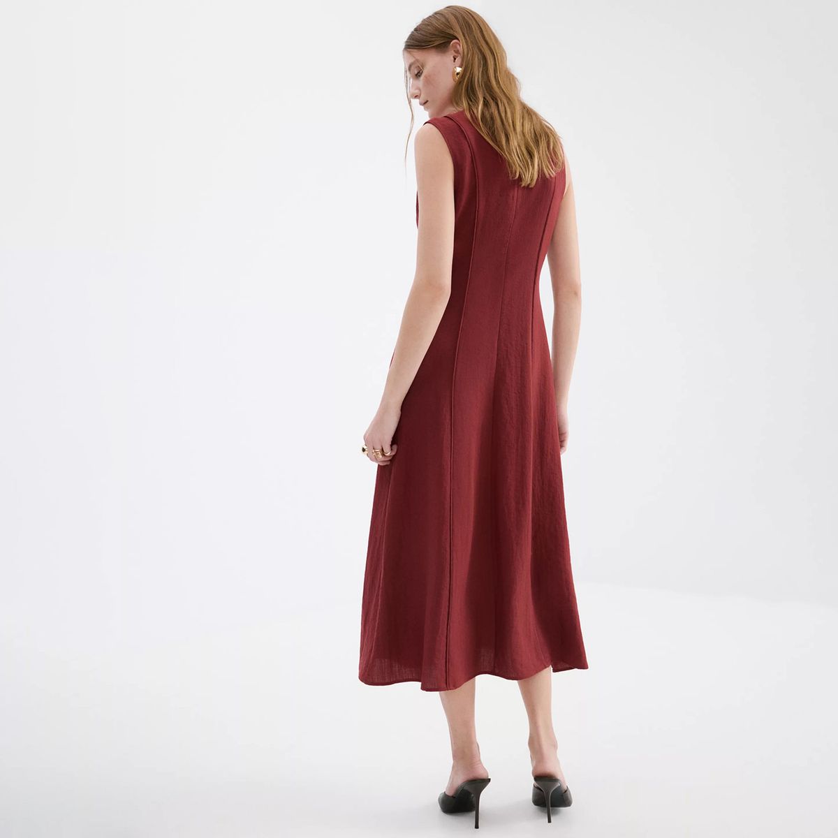 MANGO - Vestido Evasé Godets Mujer Mango