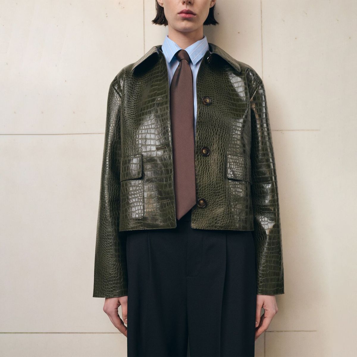 MANGO - Chaqueta Efecto Piel Coco Mujer Mango