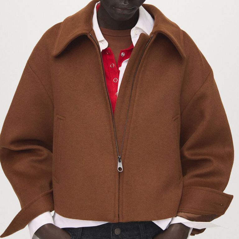 Chaqueta Lana Cuello Camisero Mujer