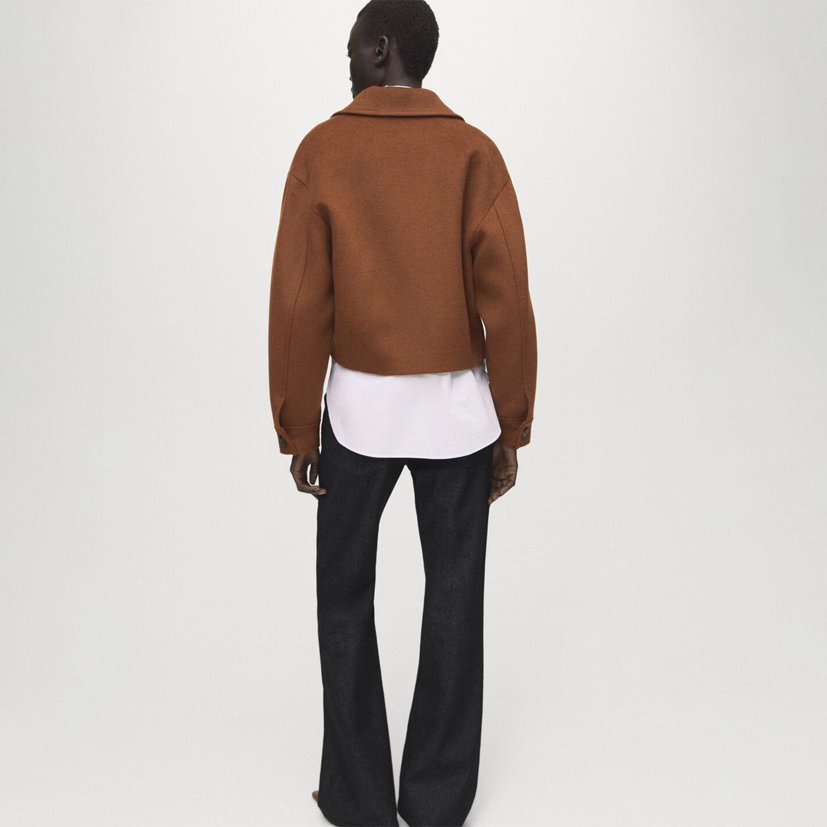 MANGO - Chaqueta Lana Cuello Camisero Mujer Mango