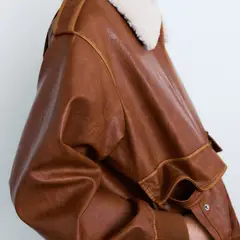 MANGO - Chaqueta Oversize Cuello Borreguito Mujer