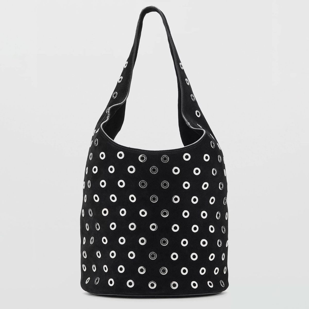 MANGO - Bolso Saco Piel Eyelets Mujer Mango