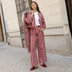 SEASONS BY MACABLA - Pantalón Burgundy 100% Algodón Mujer Sbymacabla