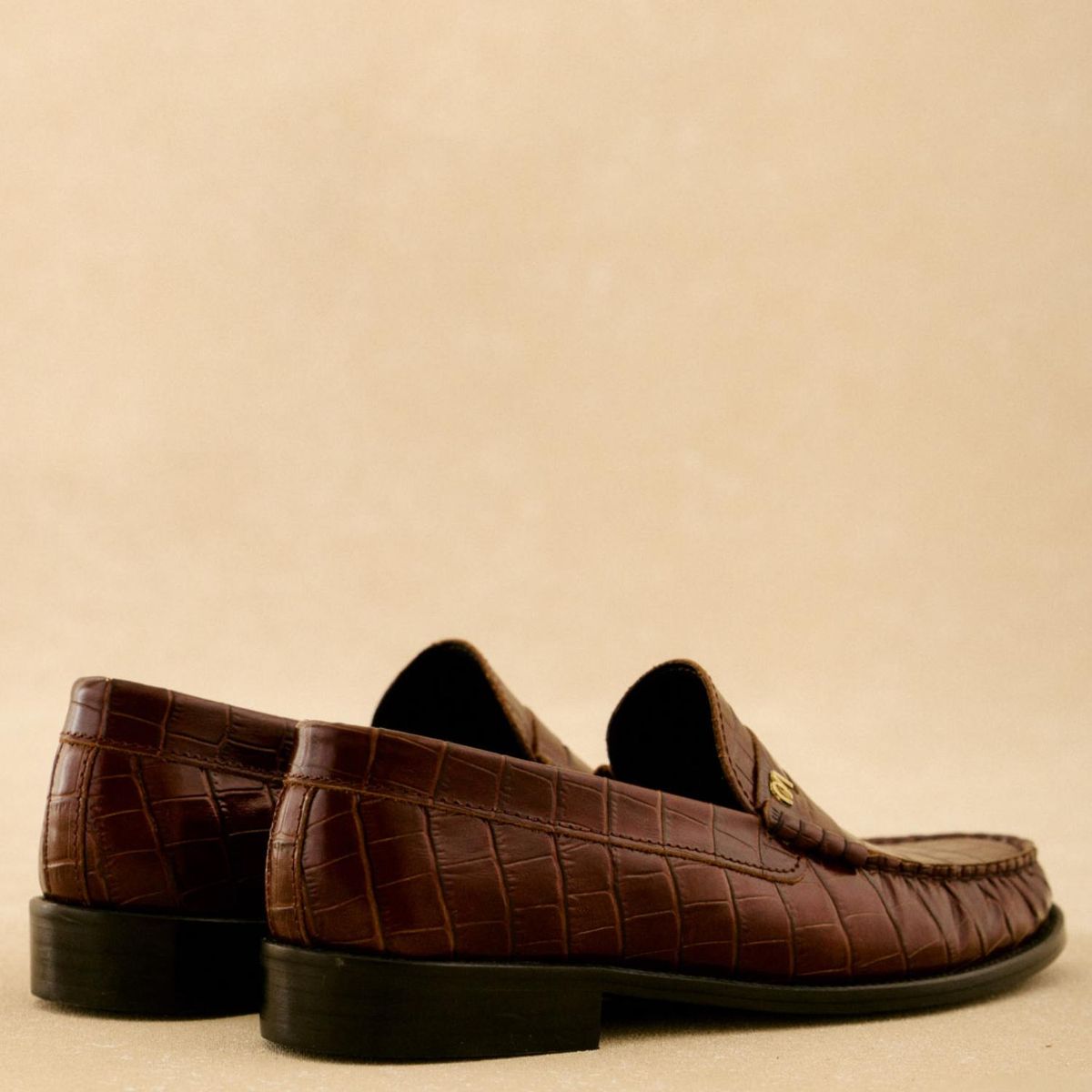 BIMANI - Mocasín Croco Mujer Cuero Café