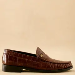 BIMANI - Mocasín Croco Mujer Cuero Café