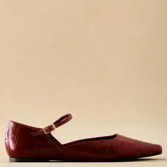 BIMANI - Ballerina Croco Mujer Cuero Burdeo