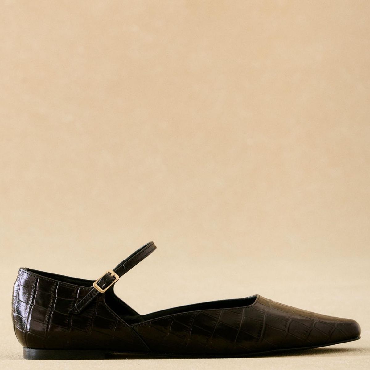 BIMANI - Ballerina Croco Mujer Cuero Negro