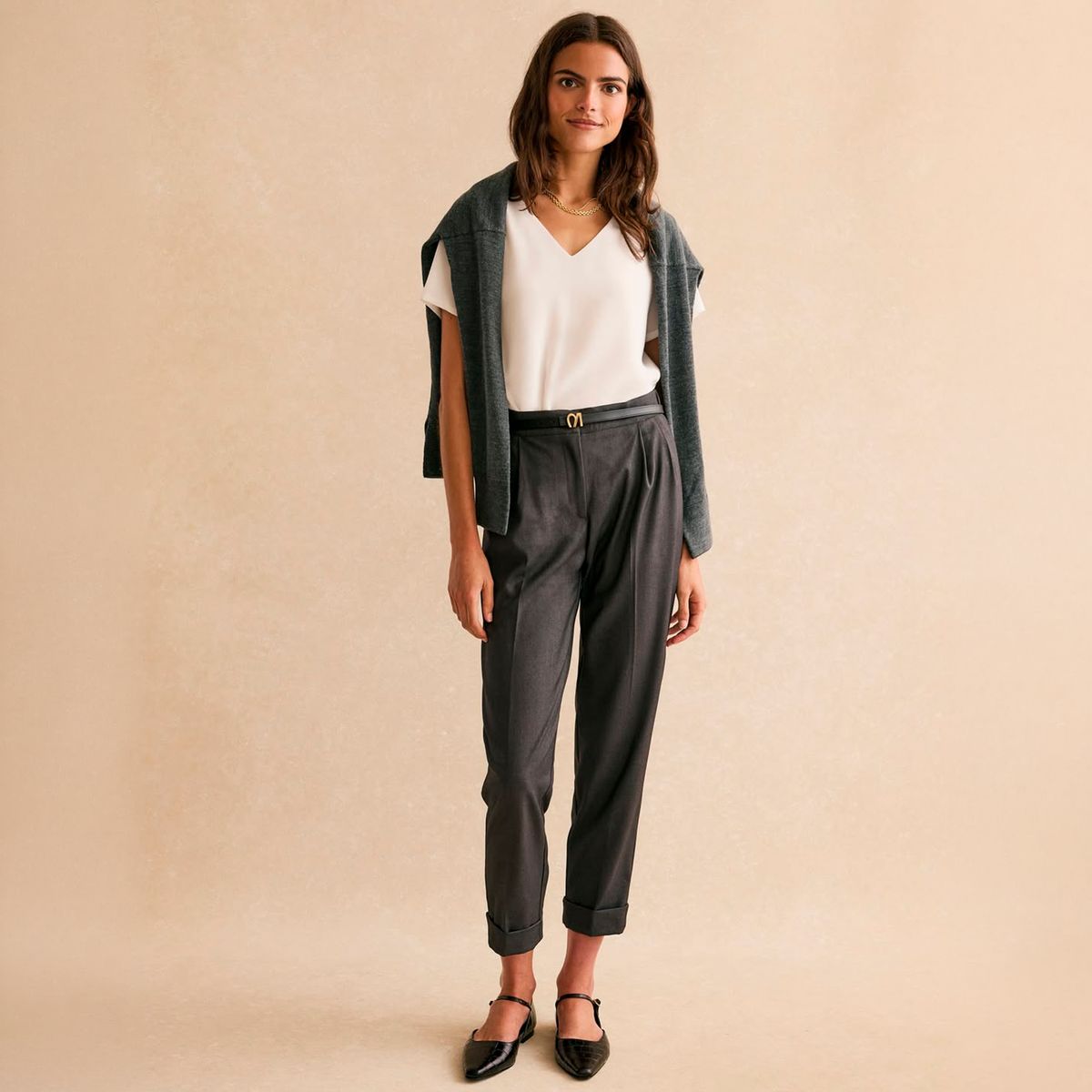 BIMANI - Ballerina Croco Mujer Cuero Negro