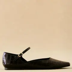 BIMANI - Ballerina Croco Mujer Cuero Negro