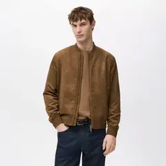 MANGO MAN - Chaqueta Bomber Efecto Gamuza